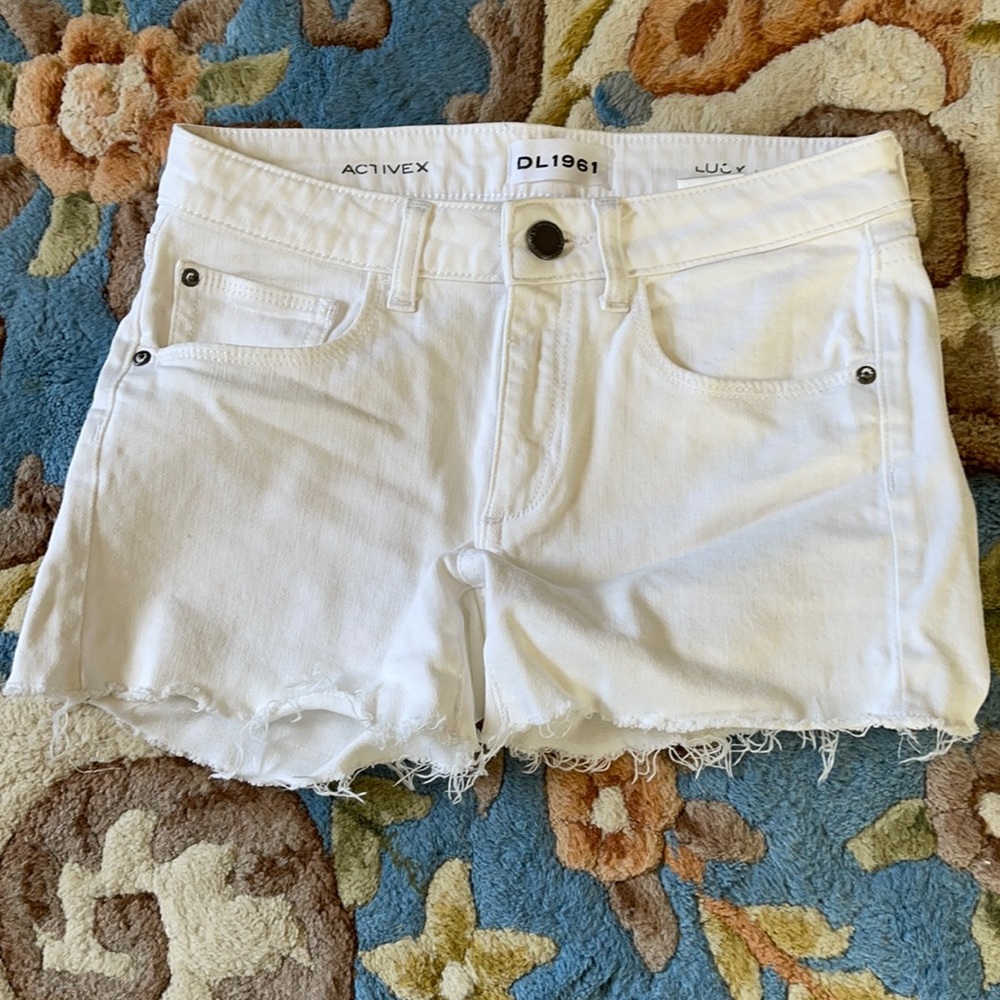 dl1961 cut off shorts snowcap 16 white